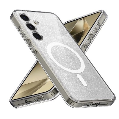 Reiko Deluxe Flash Star Transparent Built-in Magnetic Phone Case for Samsung Galaxy S24 Plus