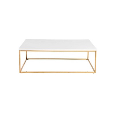 Eurostyle Teresa Rectangle Coffee Table, 15-1/2"H x 47"W x 23-1/2"D, High Gloss Gold/High Gloss White