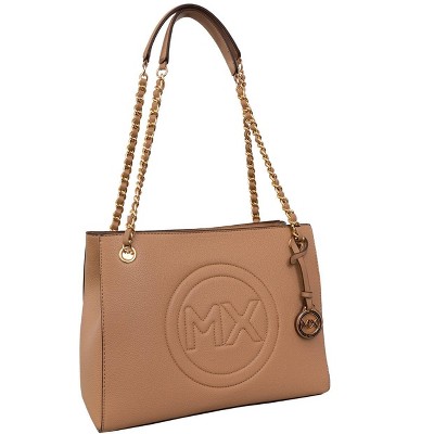 Max Studio Pebble Grain Double Handle Chain Tote