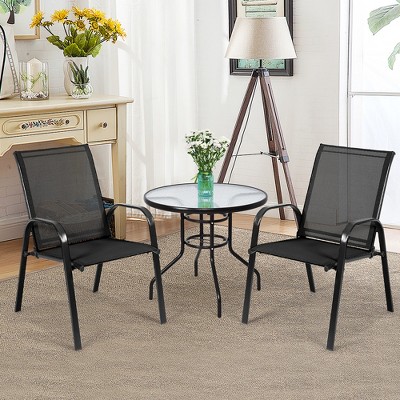 Costway 2PCS Patio Chairs Deck Yard W/Armrest Brown/Beige/Gray