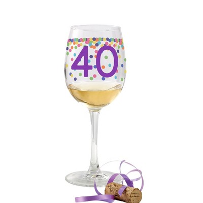 Personalization Mall Confetti Cheers Personalized Birthday Age White Wine Glass, 12oz