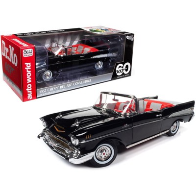 1957 Chevrolet Bel Air Convertible Onyx Black James Bond 007 "Dr. No" (1962) Movie 1/18 Diecast Model Car by Auto World