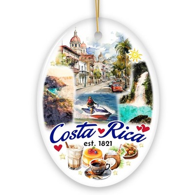 Marvelous Tropical Costa Rica Landmarks Ornament, Artistic Paradise and Caribbean Christmas Souvenir| OrnamentallyYou