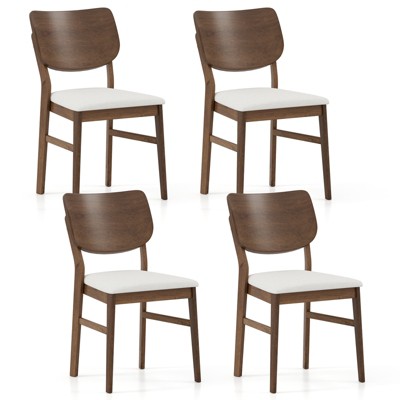 Tangkula Dining Chairs Set of 4 w/ Rubber Wood Frame Padded Seat Curved Back Living Room