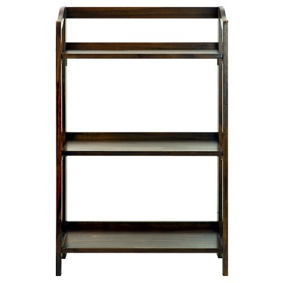 Stratford 36" 3 Shelf Folding Bookcase: Flora Home, Stained Wood, Steel Hardware, Anti-Tip