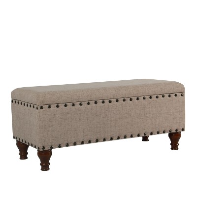 Large Storage Bench with Nailhead Trim - HomePop