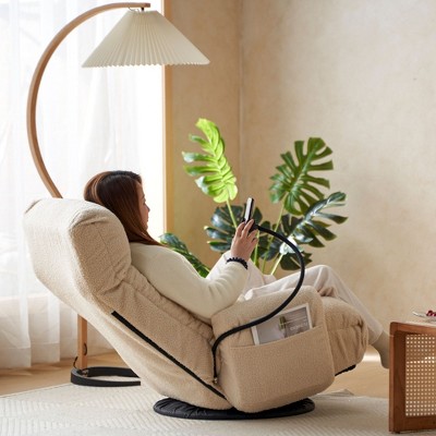 Kumasinova 360° Swivel Accent Chair,Comfy Reading Chair with Adjustable Headrest & Lumbar Support,Lounge Chair for Living Room,Bedroom