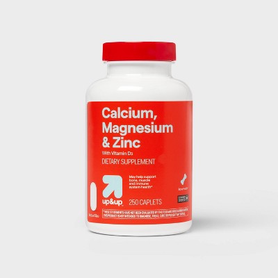 Calcium Magnesium & Zinc Dietary Supplement Coated Caplets - 250ct - up&up™