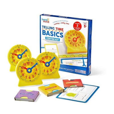 hand2mind Telling Time Basics Center Kit: Math Education, Kindergarten Level, Includes Instruction Guide, Plastic Material