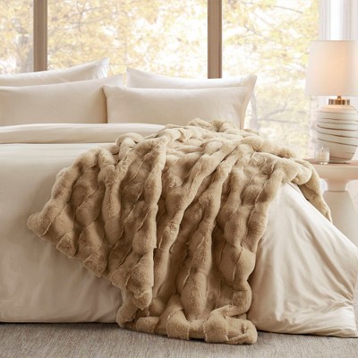 1 PC 50x60in Vivienne Faux Fur Throw Tan