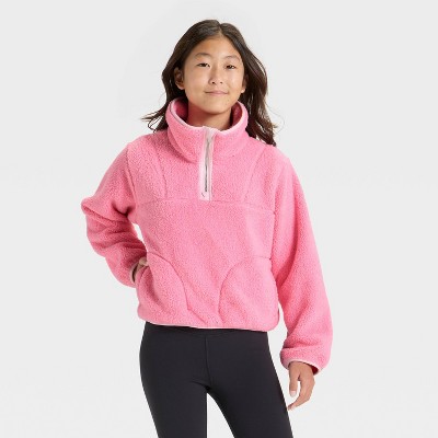 Girls' High Pile Fleece 1/2 Zip Pullover Sweatshirt - All In Motion™