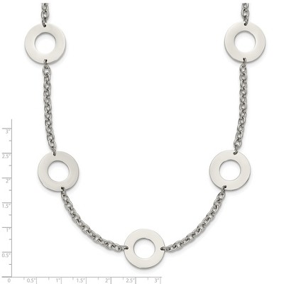 Chisel Stainless Steel Polished Circles 26" Necklace