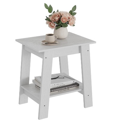 Wood Side Table with Storage Shelf, Small End Tables for Small Spaces, Square Nightstand and Accent Table