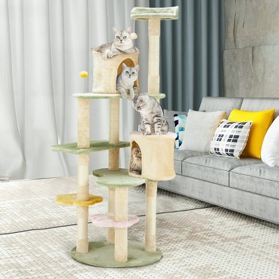 Erommy Flower Cat Tree Tower,  Multi-Level Cat Condo,light green