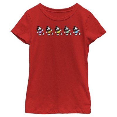 Girl's Disney Mickey Mouse Colorful Line T-Shirt