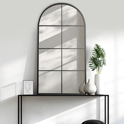 PexFix Iron Metal Frame Windowpane Wall Mirror Farmhouse Rustic Elegant Decor for Living Room Bedroom Bathroom Entryway