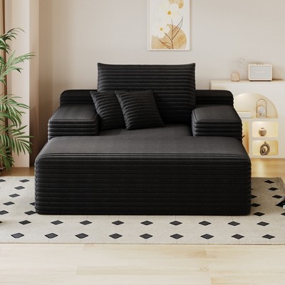 VASIP 68"Single Chaise Lounge with Deep Seat,Oversized Faux Fluffy Plush Cloud Couch, for Living Room,Apartment,Dark Gray