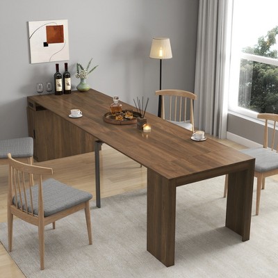 KTMBDW Extendable Dining Table with Outlet, 118 x33.4 in, for 8-10 People, Expandable Dining Table for Kitchen