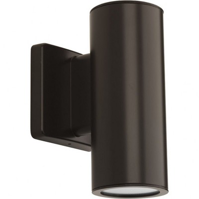 Progress Lighting Cylinders 2-Light LED Wall Lantern in Antique Bronze with Shade