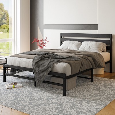 Metal Bed Frame With Storage Headboard,Platform Bed Frame With Charging Station,Sturdy Metal Slats Support,Noise Free
