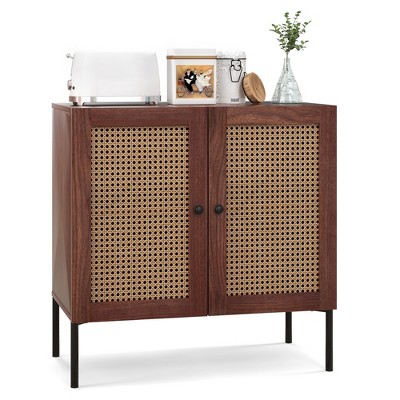 Costway Rattan Buffet Sideboard Cabinet Cupboard w/ Adjustable Shelf