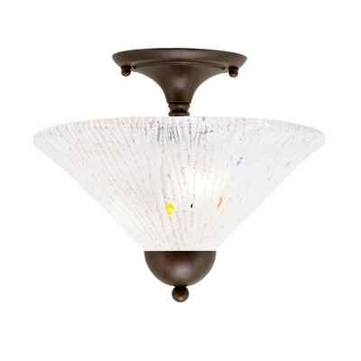 Toltec Lighting Any 2 - Light Flush Mount in  Bronze with 12" Frosted Crystal Shade
