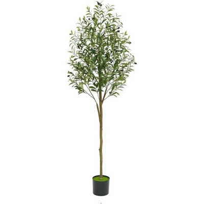 5.9FT Faux Potted Olive Tree with Realistic Leaves and Adjustable Stems, Decorative Faux Olive Tree in Pot for Living Room Office Decor