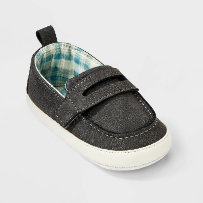 Baby Boys' Plaid Lining Moccasin Crib Shoes - Cat & Jack™ Black