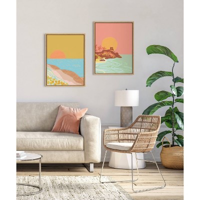 18"x24" Sylvie Tulum Ruins Framed Canvas Art by Kasey Free: Wall Display, MDF Back, Art by Kate & Laurel All Things Decor