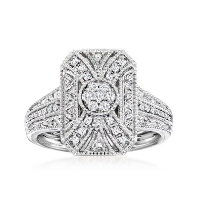 Ross-Simons 0.50 ct. t.w. Diamond Scrollwork Ring in Sterling Silver