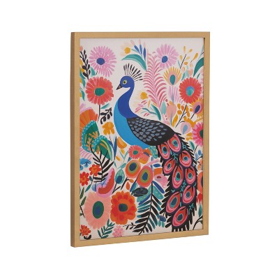 Kate & Laurel All Things Decor 12"x16" Gallery Bright Colorful Boho Peacock and Botanicals Print by The Creative Bunch Studio Gold