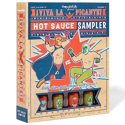 Thoughtfully Gourmet, Hot Sauce Book Gift Set, Hot Sauce Sampler Includes Unique Flavors Like Smoky Bourbon and Garlic Habanero Hot Sauce, Set of 15
