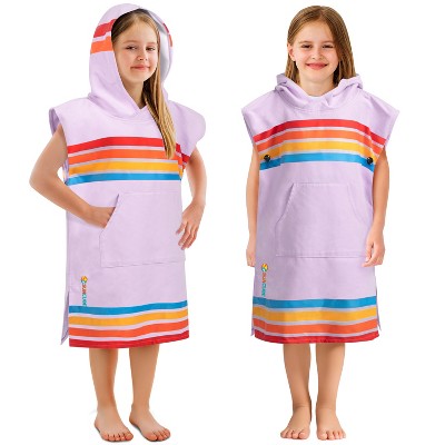 SUN CUBE Lightweight Kids Towel Changing Swim Robe Surf Beach Towel, Quick Dry Microfiber Hooded for Boys Girls 3-7 Years