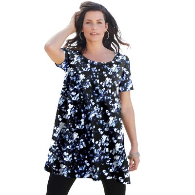 Roaman's Plus Size Cotton Ultimate Scoopneck Swing Tunic