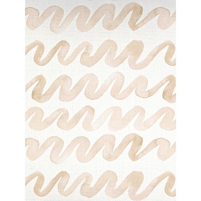 Watercolor Waves Beige Linen Pillow 14x40