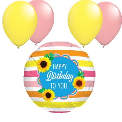 LoonBalloon Birthday Sunflowers Balloon Standard Size Premium Balloon Set with 4 pcs Latex