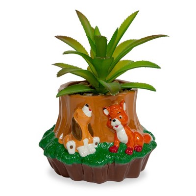 Silver Buffalo Disney The Fox and the Hound 3.25-Inch Mini Planter With Artificial Succulent
