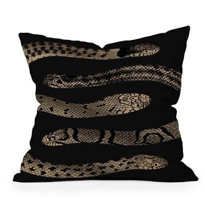Deny Designs Emanuela Carratoni Vintage Snake Square Outdoor Throw Pillow Black/Gold