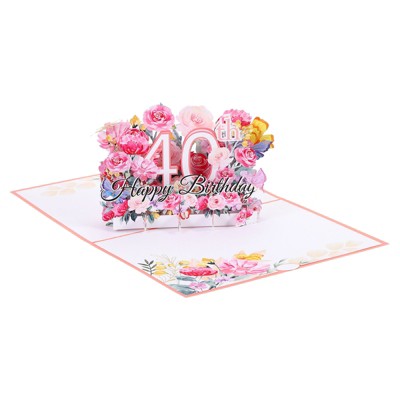 Unique Bargains 3D Handcrafted Pop-Out Gift Cards with Greeting Card and Envelope Pink
