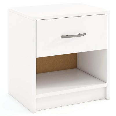 Costway Modern Nightstand Bedside Table with Drawer Open Storage Shelf for Small Spaces White