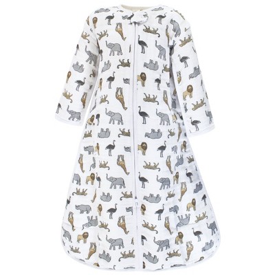 Hudson Baby Unisex Baby Long Sleeve Muslin Sleeping Bag, Wearable Blanket, Sleep Sack, Modern Safari