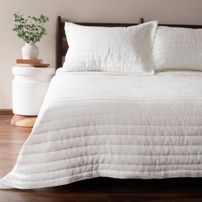 French Linen Channel Stitch Quilt & Sham Set | BOKSER HOME