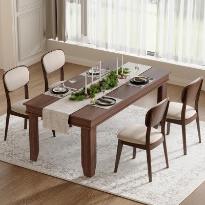 Farmhouse Dining Table for 8 Person, 71" Long  Wood Kitchen Tables, Wooden Sturdy Frame, Rustic Large Rectangular Dinner Table,Brown