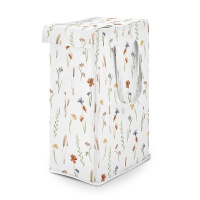 Sweet Jojo Designs Girl Foldable Laundry Hamper with Handles Watercolor Floral Garden Multicolor