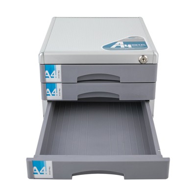 YIYIBYUS Metal Drawer Box Lockable 3 Compartments File Document Storage Box