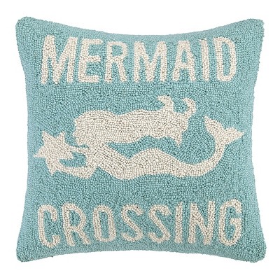 Makers Collective 16"x16" Mermaid Crossing Hook Pillow