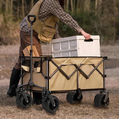 FATMOON Foldable Utility Wagon with All-Terrain Wheels - Capacity Collapsible Cart for Beach, Garden, Camping - Ideal for Families, Outdoor
