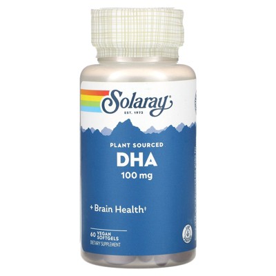 Solaray DHA, Plant Sourced, 100 mg, 60 Vegan Softgels