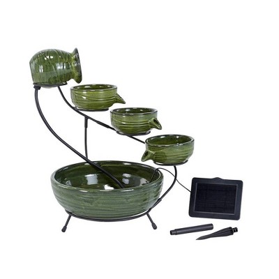 Smart Solar 22" Ceramic Solar Cascade Tiered Fountain - Bamboo
