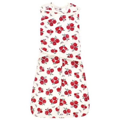 Hudson Baby Infant Girl Convertible Swaddle Sleep Sack, Red Rose